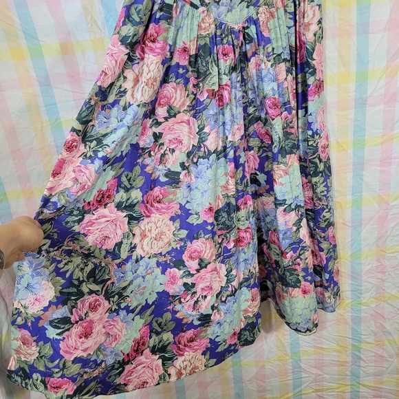 Vintage floral bodice fitted prairie dress off shoulder cottagecore princess - Picture 3 of 10